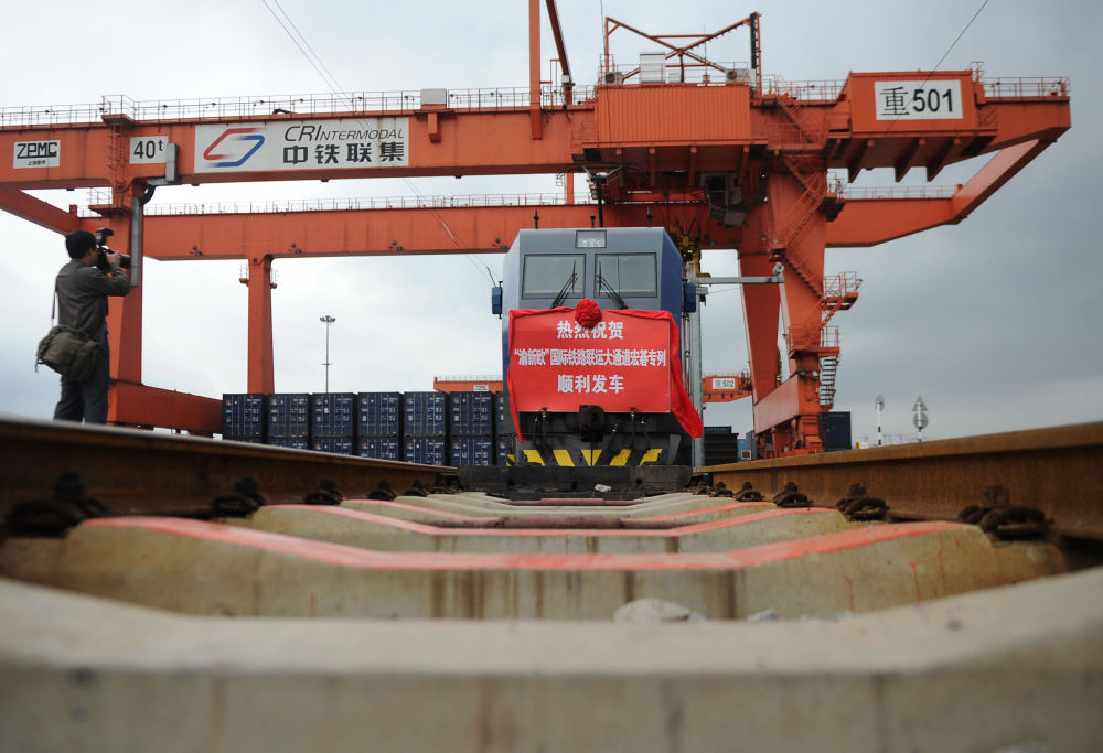 △ 2011年9月22日拍摄的首列“渝新欧”宏碁专列。新华社记者 李健 摄